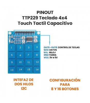 XS-76 TTP229 Teclado tactil de 16 canales