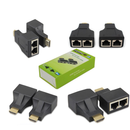 CON-30 Set de Adaptador Extensor HDMI hasta 30m por RJ45 UTP, 2 Piezas