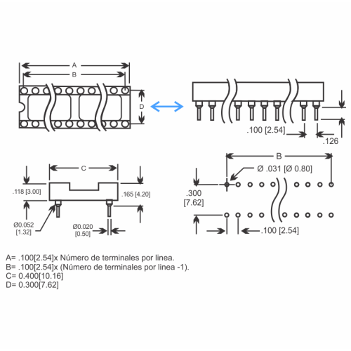 B28PM Base Holder Socket para Circuito Integrado de 28 Pines DIP Maquinado
