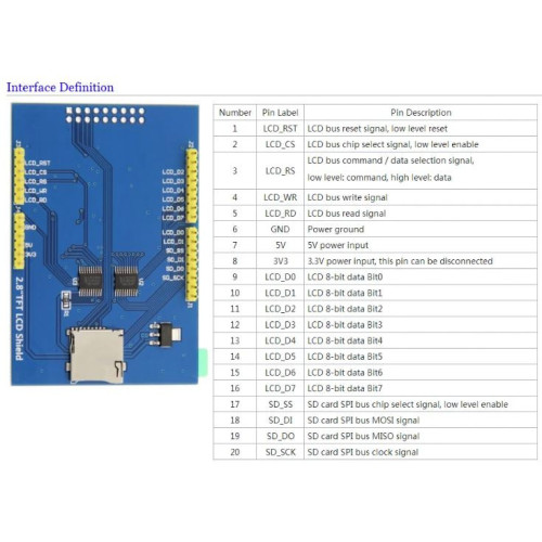 XS-495 Pantalla Touch A Color 2.8" TFT SPI LCD Display Incluye Lápiz ILI9341 HX8347
