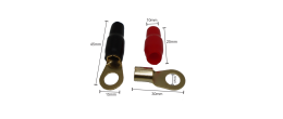 520-928 Kit de 4 Terminales con Aislante Tipo de Ojillo para Cables Calibre 6AWG, Color Rojo y Negro