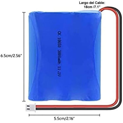 660-732 Bater铆a Recargable de Litio 18650, 11.1V 2800mAh con Cables y Conector Universal