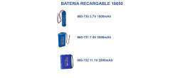 660-732 Bater铆a Recargable de Litio 18650, 11.1V 2800mAh con Cables y Conector Universal