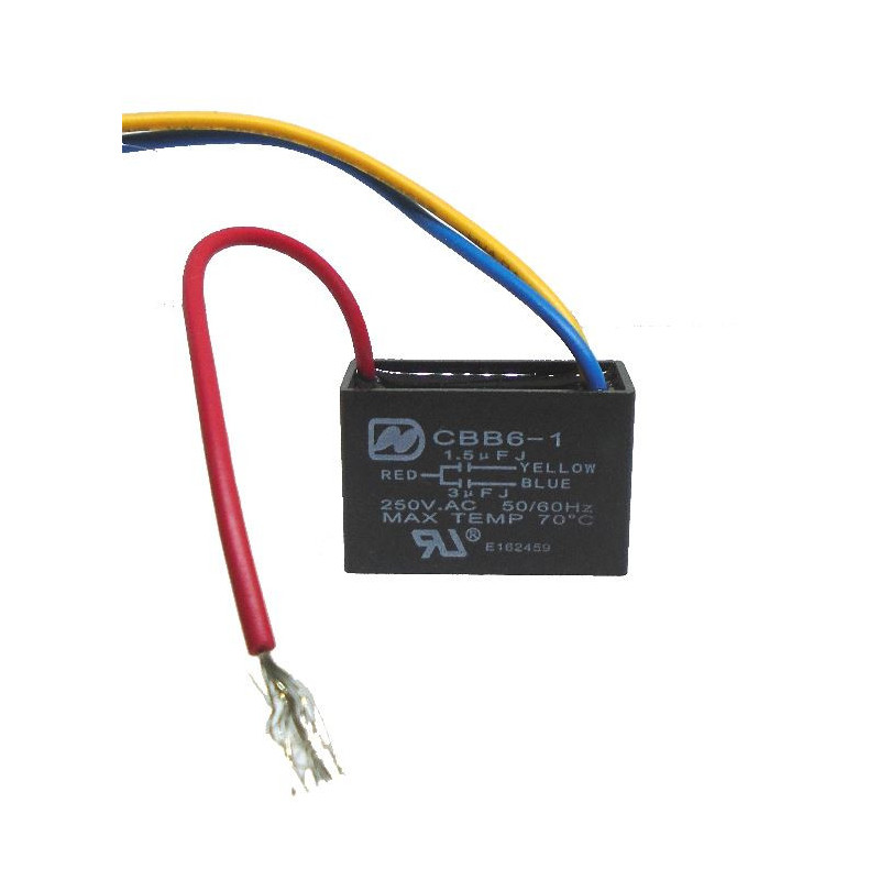 SV-1.5-3 Capacitor para Ventilador 1.5+3uF 250V 50-60Hz