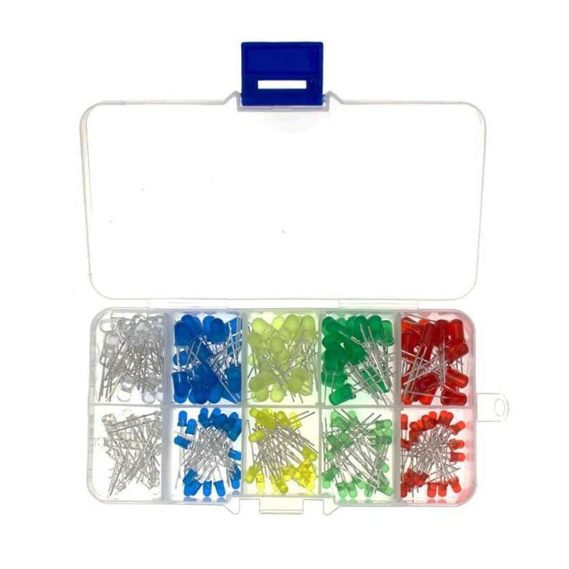 XS-471 Kit de 200 Diodos LED de 5mm y 3mm Difusos con Organizador