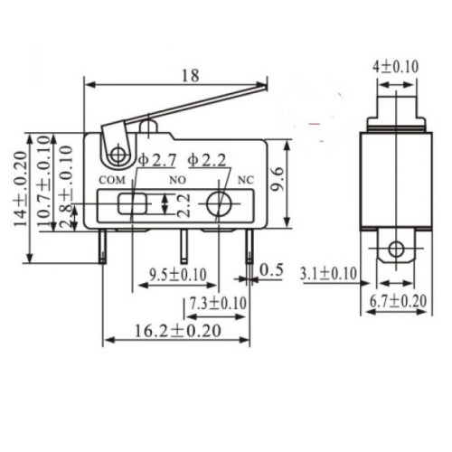835-364 Microswitch 5A 125 250VAC con Lamina KW11-3Z-2