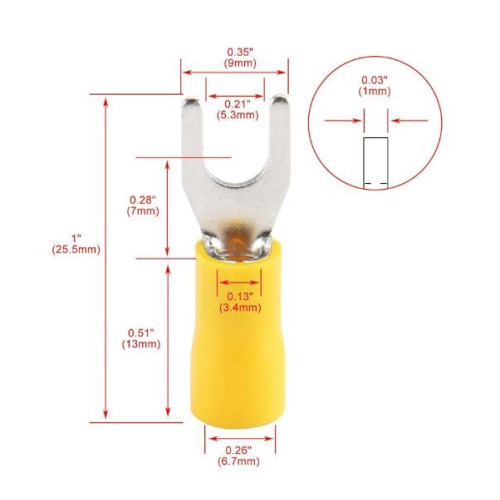 TU-867 Terminal Tipo  U  3/16" Forro Amarillo Calibre 10-12