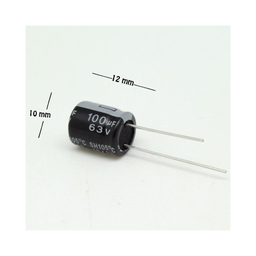 CE-100-63V Capacitor Electrolítico  100uF 63V 105C