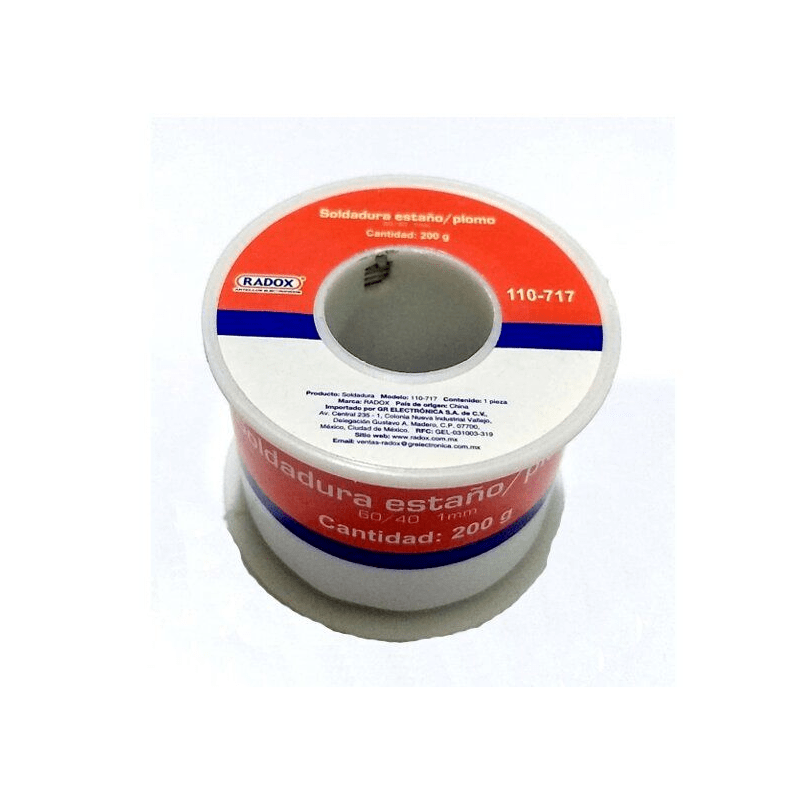 110-717 Rollo de Soldadura Diámetro 1.00mm 200gr Estaño Plomo 60/40