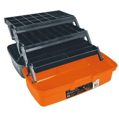 CPE-16N Caja para Pesca Organizador de 16" Color Gris con Tapa Naranja 10539