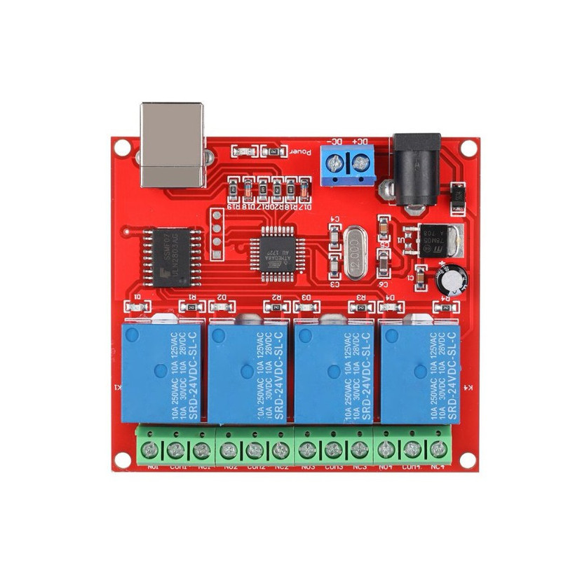 Modulo Relevador Programable XS-154 Módulo Relevador USB, Control de 4 Canales ULN2803 24V, Control ...