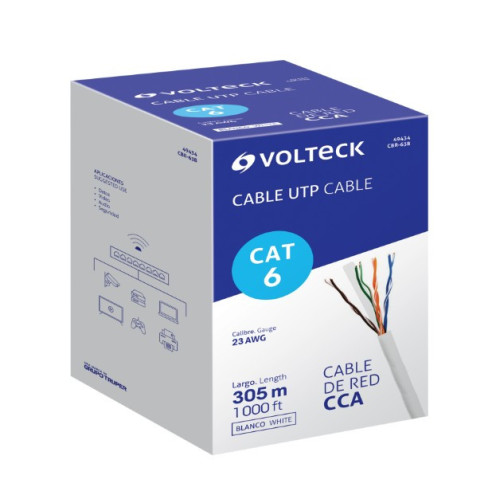 080-580-C6-BLC Cable UTP Categoría CAT6 para RED Ethernet, Por Metro, Color Blanco