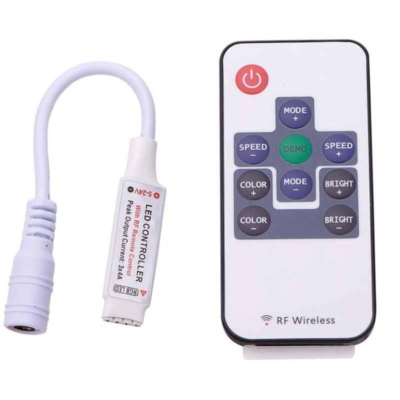 125-003 Controlador para Tira de LED RGB con Control Remoto RF